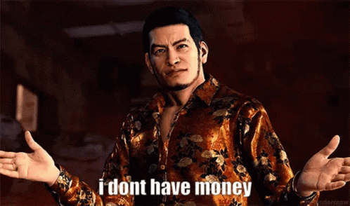 A Man In A Floral Shirt Is Making A Funny Face And Says `` I Dont Have Money '' . GIF