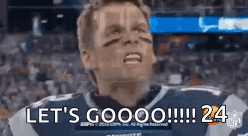 A Man In A Football Uniform Is Screaming And Saying `` Let 'S Goooo !!! 24 '' . GIF
