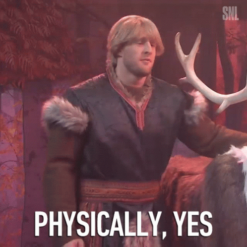 A Man In A Frozen Costume Has The Words Mentally Still Not Great Above Him GIF