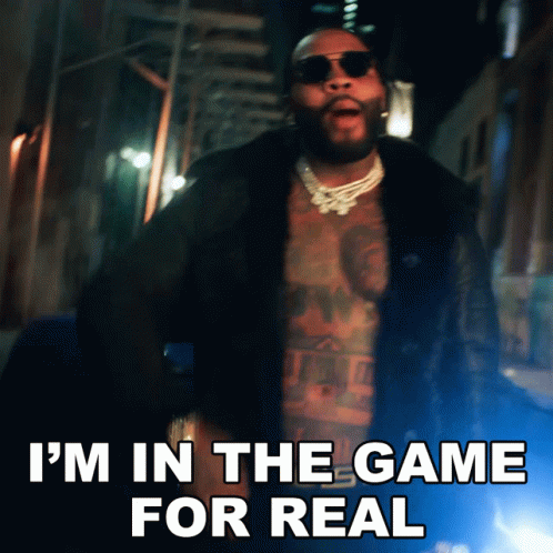 A Man In A Fur Coat And Sunglasses Says " I 'M In The Game For Real " GIF