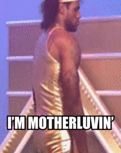 A Man In A Gold Tank Top Says I 'M Motherluvin ' GIF