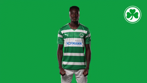 A Man In A Green And White Striped Shirt That Says Personal Icfmann On It GIF