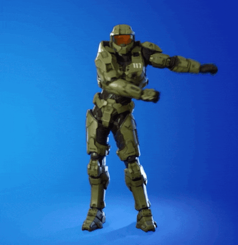 A Man In A Green Armor With The Number 117 On His Chest GIF