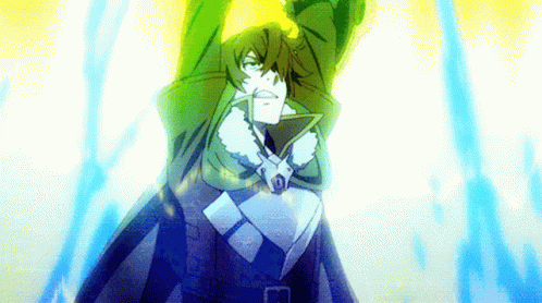 A Man In A Green Coat Is Holding A Knife In His Right Hand . GIF