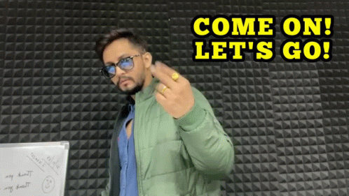 A Man In A Green Jacket Giving The Middle Finger With The Words Come On Let 'S Go Written Above Him GIF