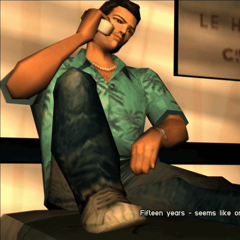 A Man In A Green Shirt Is Talking On A Cell Phone With The Words Fifteen Years Seems Like Or Below Him GIF