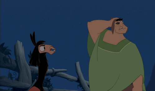 A Man In A Green Shirt Stands Next To A Llama In A Cartoon GIF