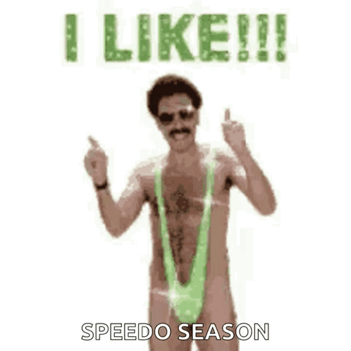 A Man In A Green Swimsuit Is Giving The Middle Finger . GIF