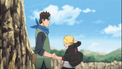 A Man In A Green Vest Is Shaking Hands With A Boy In A Black Hoodie GIF