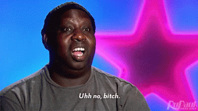 A Man In A Grey Shirt Is Saying Uhh No Bitch . GIF