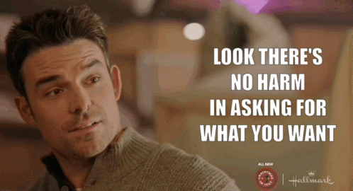 Man In Grey Sweater Says No Harm Asking GIF