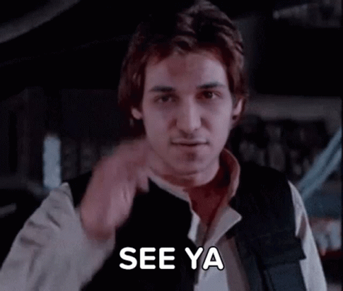 A Man In A Han Solo Costume Is Holding His Hand To His Forehead And Saying `` See Ya '' . GIF