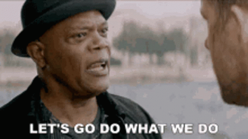 A Man In A Hat Is Saying Let 'S Go Do What We Do . GIF