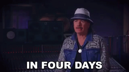 A Man In A Hat Says " In Four Days " In Front Of A Mixer GIF
