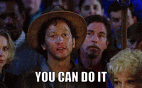 A Man In A Hat Says You Can Do It In A Crowd GIF