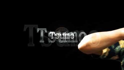 A Man In A Hawaiian Shirt Holds His Hand To His Face In Front Of A Circle That Says Tsumo On It GIF