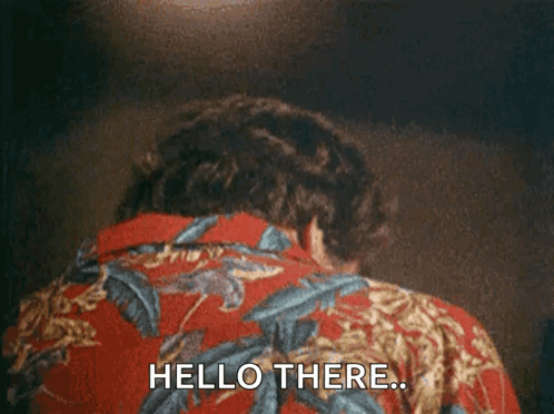 A Man In A Hawaiian Shirt Is Laying Down And Saying `` Hello There '' . GIF