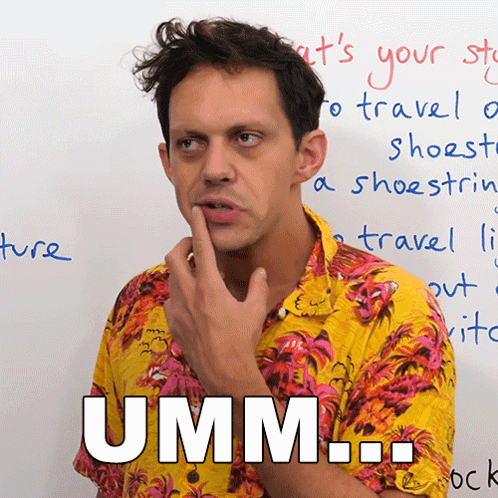 A Man In A Hawaiian Shirt Says Umm In Front Of A Whiteboard GIF