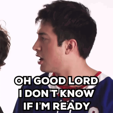 A Man In A Hockey Jersey Is Saying Oh Good Lord I Don 'T Know If I 'M Ready . GIF