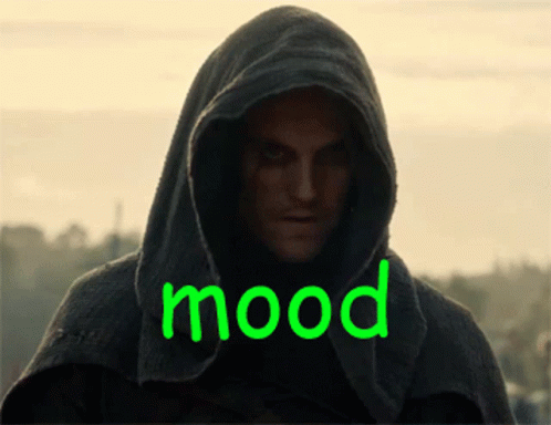 Hooded Man With Green Mood Text GIF