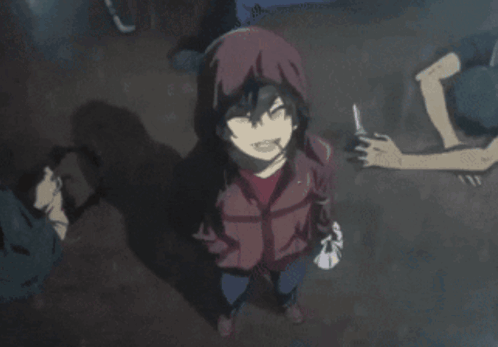 Man In Hooded Jacket Holding Knife GIF