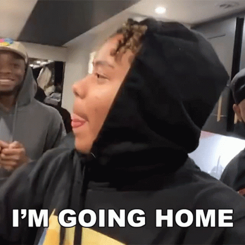A Man In A Hooded Sweatshirt Says " I 'M Going Home " GIF
