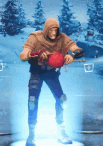 A Man In A Hoodie Is Holding A Red Object In His Hands GIF