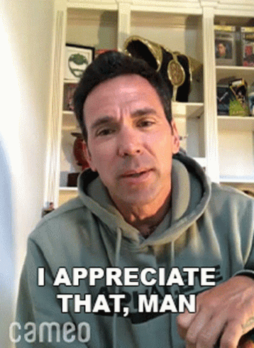 A Man In A Hoodie Says I Appreciate That Man Cameo GIF