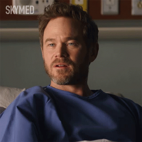 A Man In A Hospital Gown Has The Word Skymed On The Bottom Right GIF