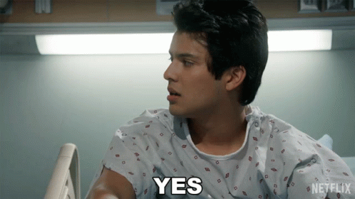 A Man In A Hospital Gown Says Yes In A Netflix Ad GIF