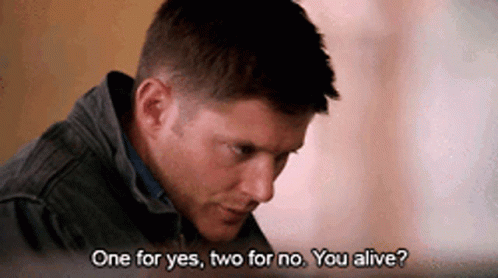 A Man In A Jacket Is Talking To Another Man And Says One For Yes , Two For No . You Alive ? GIF