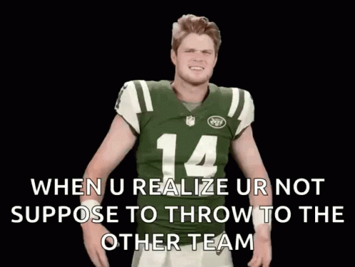 A Man In A Jets Jersey With The Number 14 GIF
