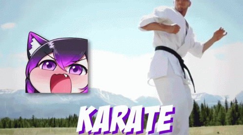 A Man In A Karate Uniform Is Standing In Front Of A Mountain GIF