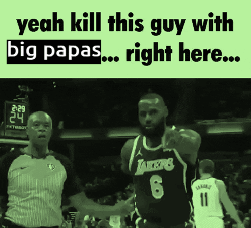 a man in a lakers jersey shakes hands with another man
