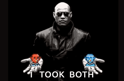 A Man In A Leather Jacket Is Holding A Pixelated Skull And A Pixelated Skull In His Hands . GIF