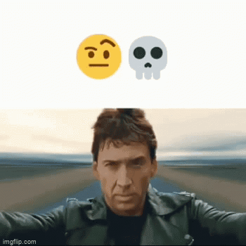 A Man In A Leather Jacket Is Next To A Skull And A Smiley Face . GIF