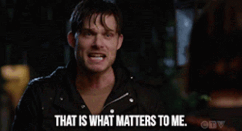 a man in a leather jacket is saying that is what matters to me .