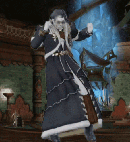 A Man In A Long Coat Is Dancing In A Video Game GIF