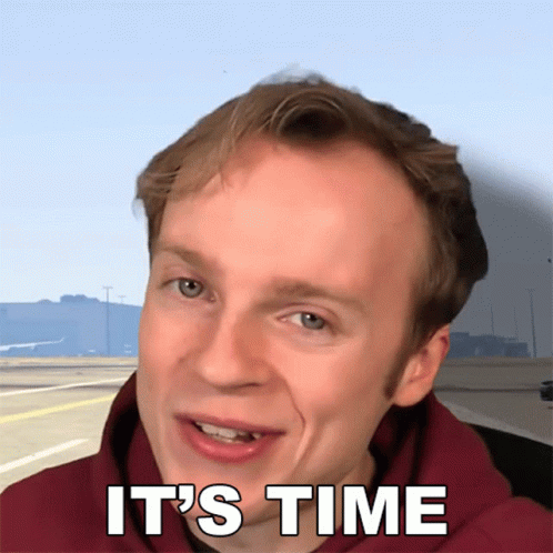 A Man In A Maroon Hoodie With The Words It 'S Time Behind Him GIF