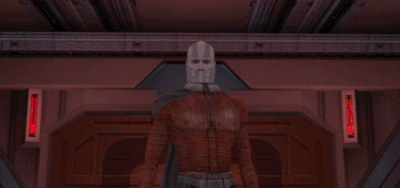A Man In A Mask Holds A Red Lightsaber GIF