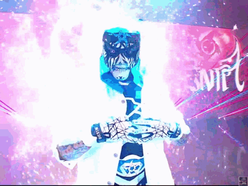 A Man In A Mask Holds A Sword In Front Of A Sign That Says Swift GIF
