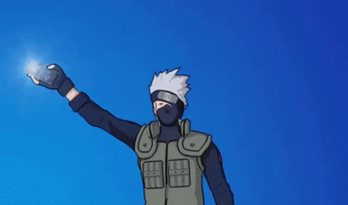A Man In A Mask Is Holding A Flashlight In His Hand . GIF