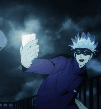 A Man In A Mask Is Taking A Selfie With A Cell Phone GIF