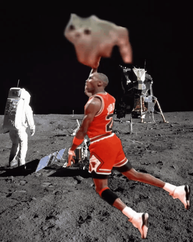 A Man In A Michael Jordan Jersey Jumps In The Air GIF