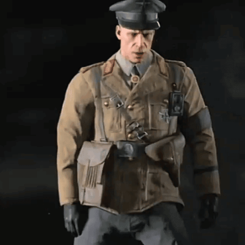 A Man In A Military Uniform Has A Badge On His Chest That Says ' A ' On It GIF