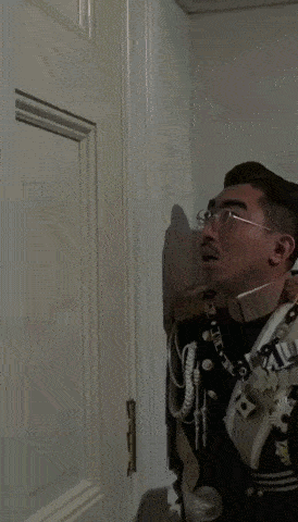 A Man In A Military Uniform Is Smiling And Says Here 'S On The Bottom GIF