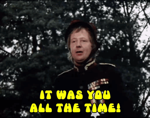 A Man In A Military Uniform Is Standing In Front Of Trees And Says It Was You All The Time GIF