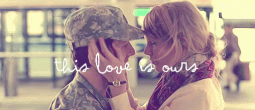 Military Man And Woman Kissing With This Love Is Ours Text GIF