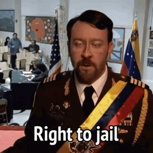A Man In A Military Uniform Says Right To Jail GIF