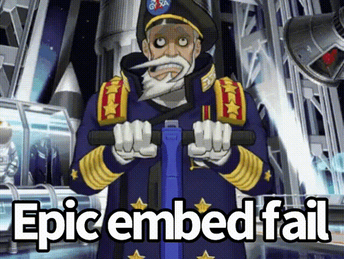 A Man In A Nasa Hat Is Riding A Scooter With The Words Epic Embed Fail Written Below Him GIF